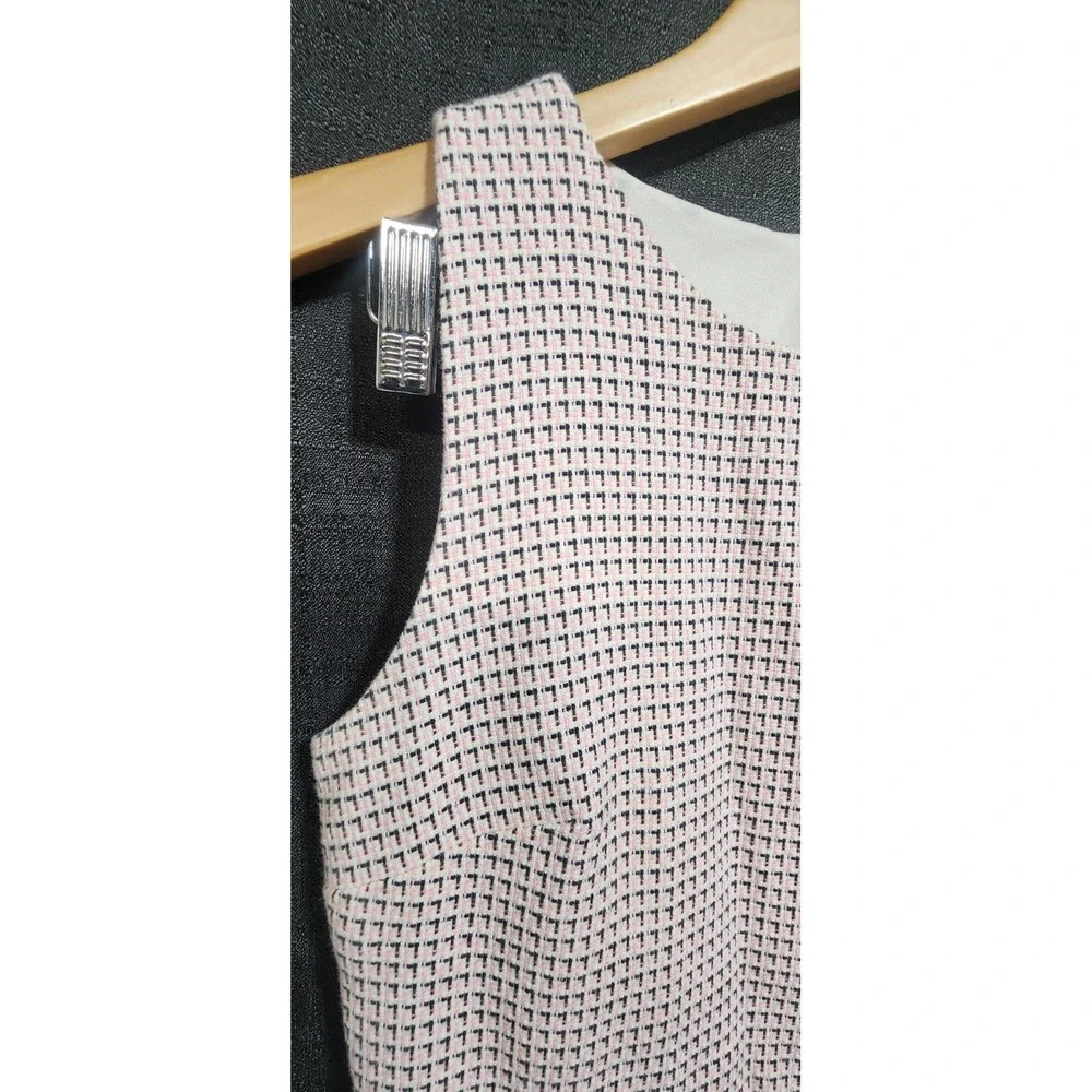 LOFT Tweed Dress Office Buisness Pink Black White‎ Sleeveless Womans Sz 2 NWOT